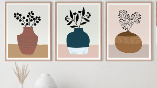 Decorative+Vases+Printed+Wall+Art+Triptych